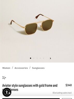 Golden Goose Gold Frame Sunglasses with Dark Green Lenses